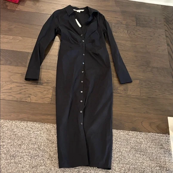 NWT Veronica Beard Cita Black Ruched Shirtdress Sz 4 - Picture 5 of 13